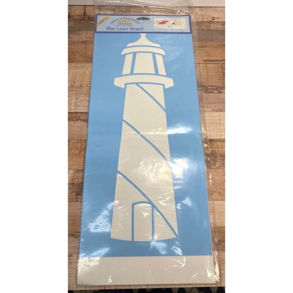 American Traditional Blue Laser Lighthouse Stencil 21" Durable Reusable Template - Picture 1 of 4
